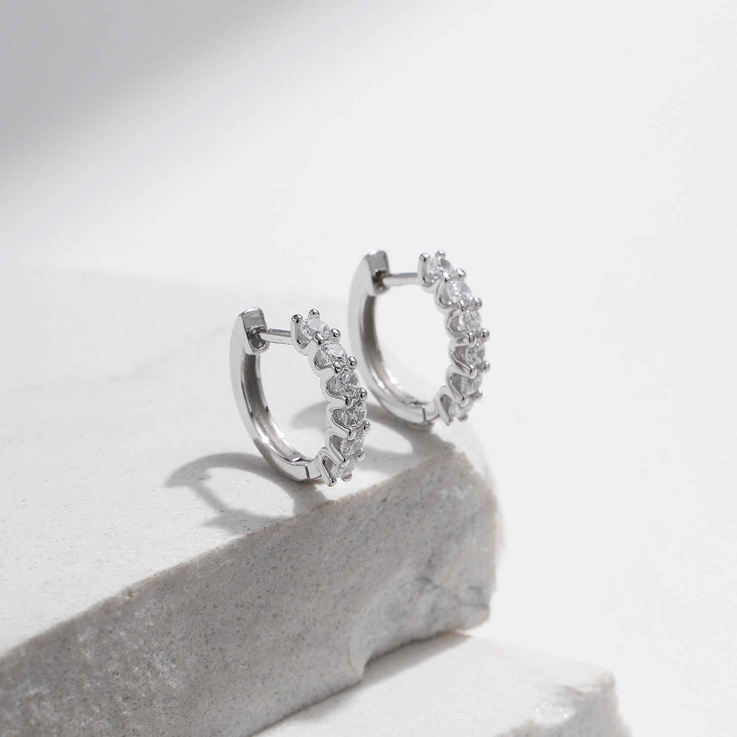 Glam Round Silver Plated Moissanite Stud Earrings For Women With 0.03Β΅m Thick Silver Plating