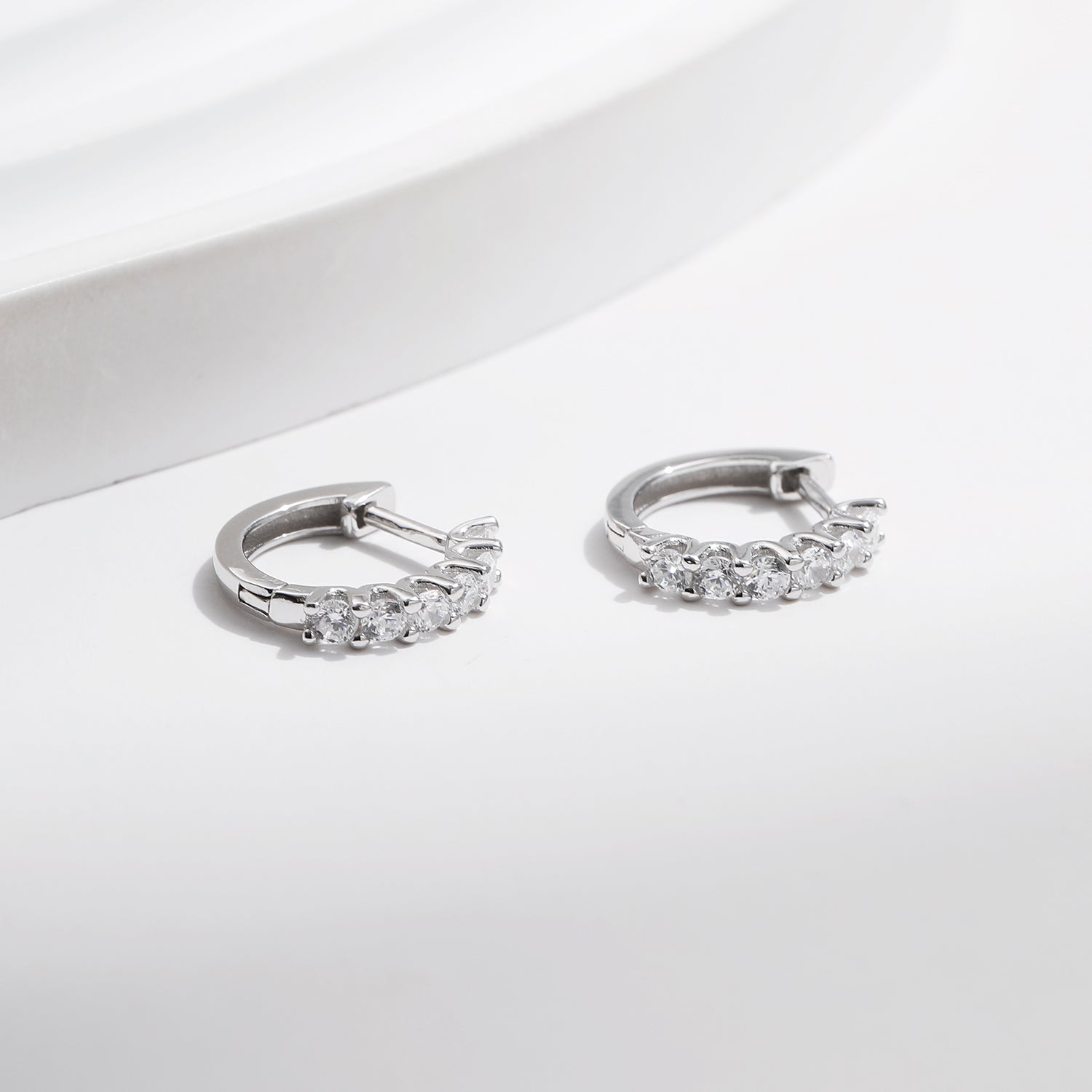Glam Round Silver Plated Moissanite Stud Earrings For Women With 0.03Β΅m Thick Silver Plating