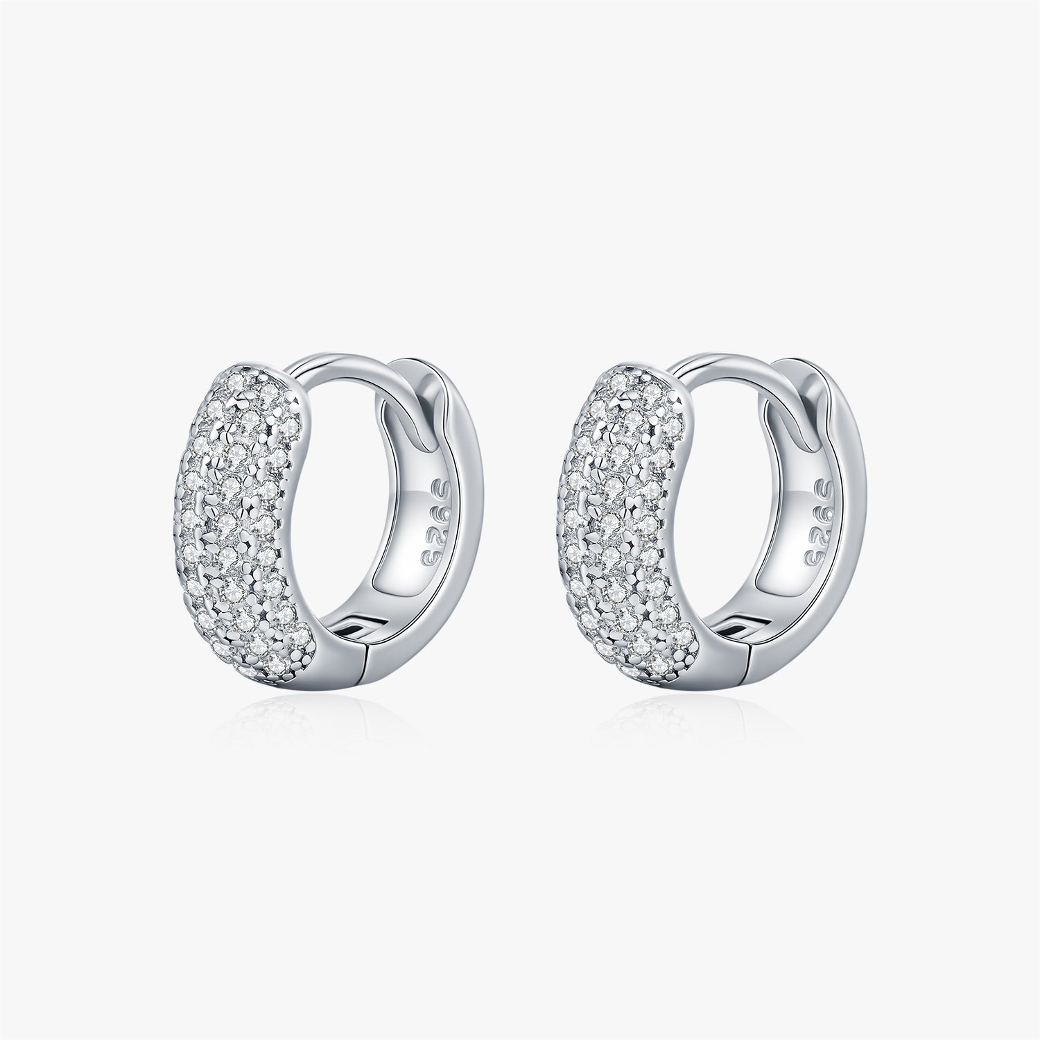 Moissanite S925 Silver Light Luxury Fragmented Diamond Hoop Earrings For Women Ins Style High-end Sense Row Diamond Ear Clips Geometric Pattern Rhodium Plated