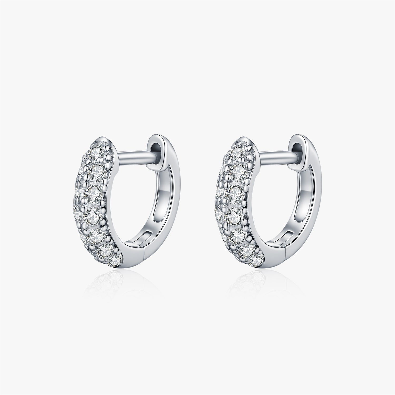 Moissanite S925 Sterling Silver Fragmented Diamond Hoop Earrings For Women, Elegant And Simple Geometric Rhodium Plated Earrings
