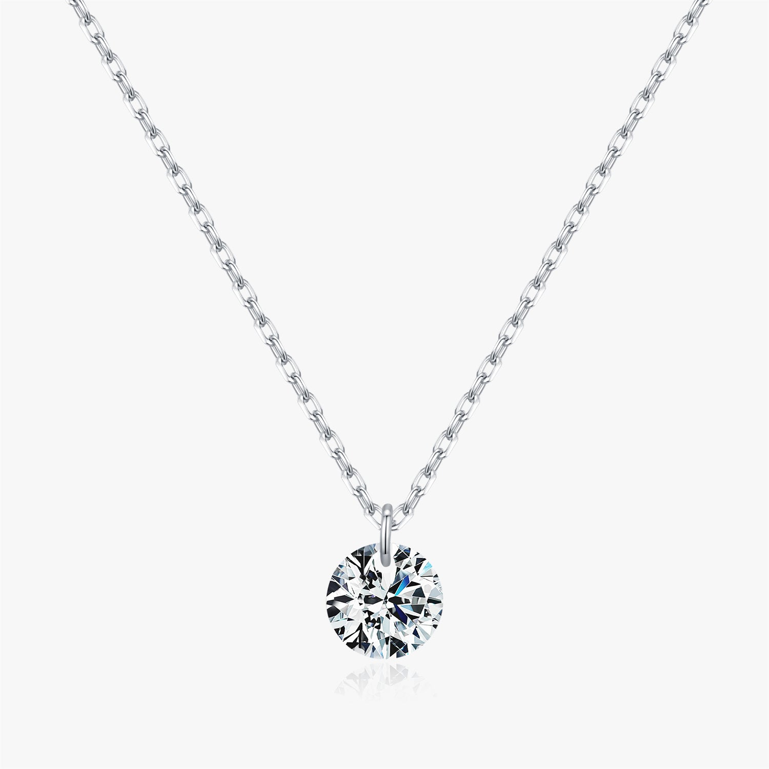 D Color Moissanite Single Diamond Pendant S925 Sterling Silver Simple Daily Necklace For Women Rhodium Plated 0.1 Carat 0.3 Carat 0.5 Carat GRA Certificate