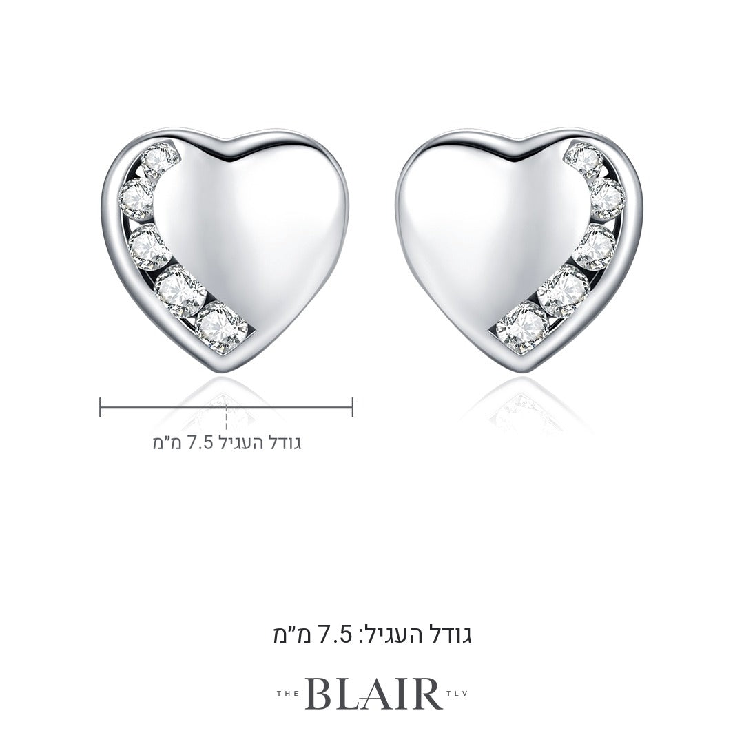 מידות עגילי לב עדית