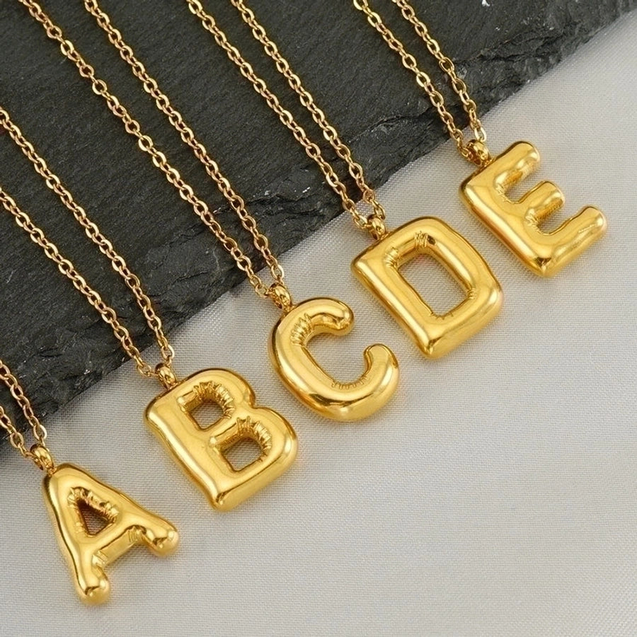 Puffed Letter Gold Plated Necklace