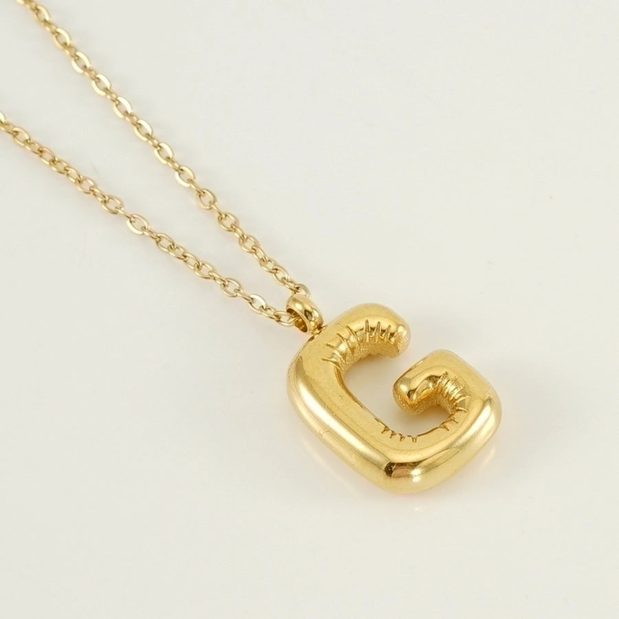 Puffed Letter Gold Plated Necklace