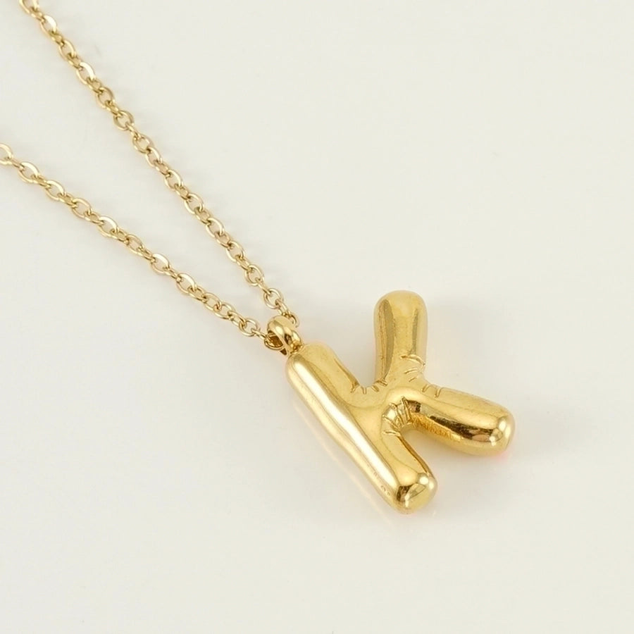 Puffed Letter Gold Plated Necklace