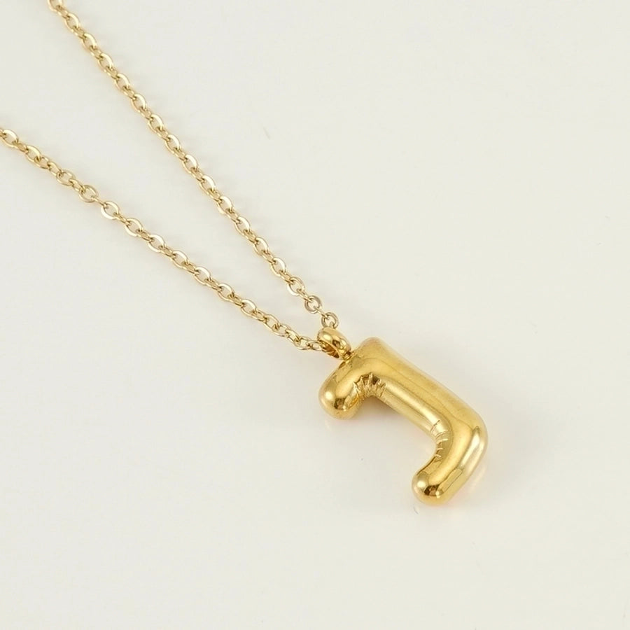 Puffed Letter Gold Plated Necklace