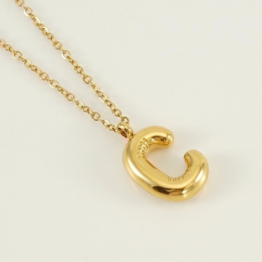 Puffed Letter Gold Plated Necklace
