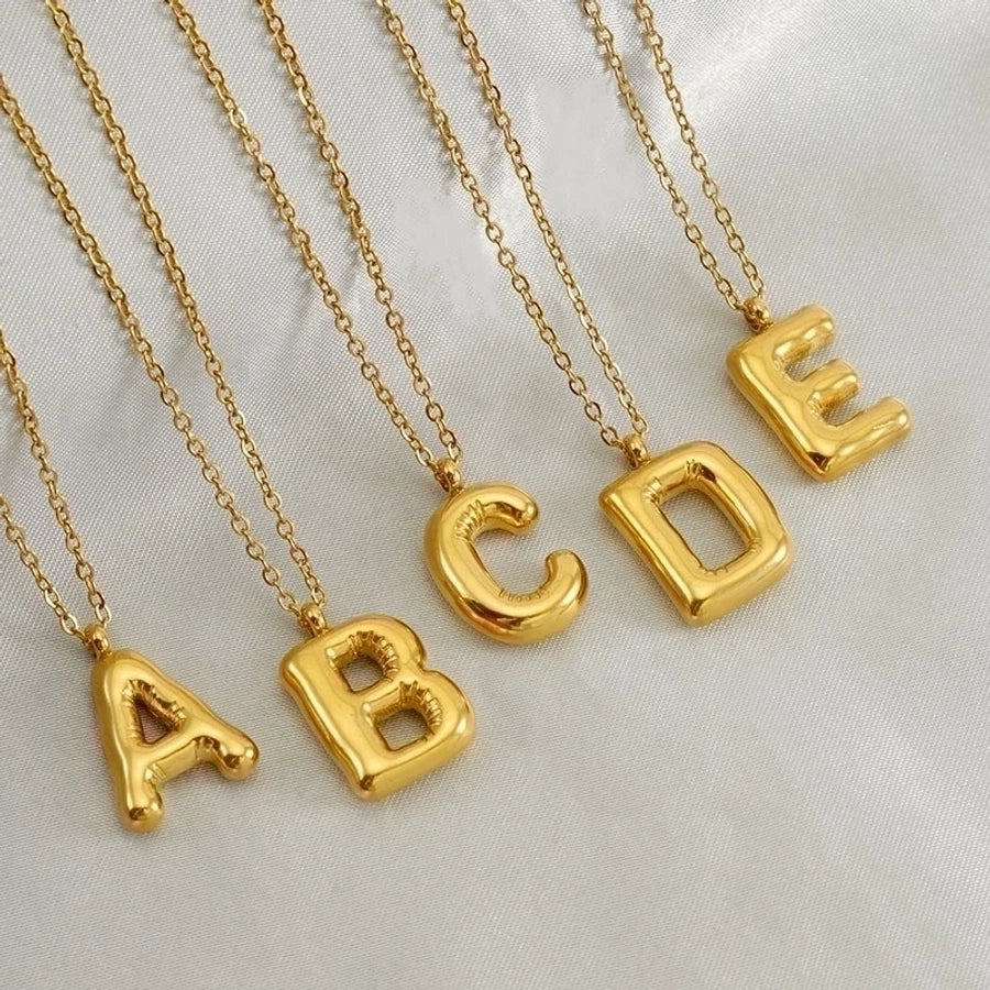 Puffed Letter Gold Plated Necklace