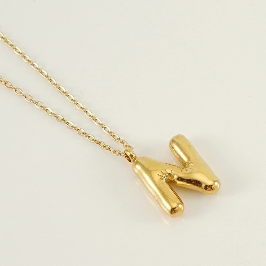 Puffed Letter Gold Plated Necklace