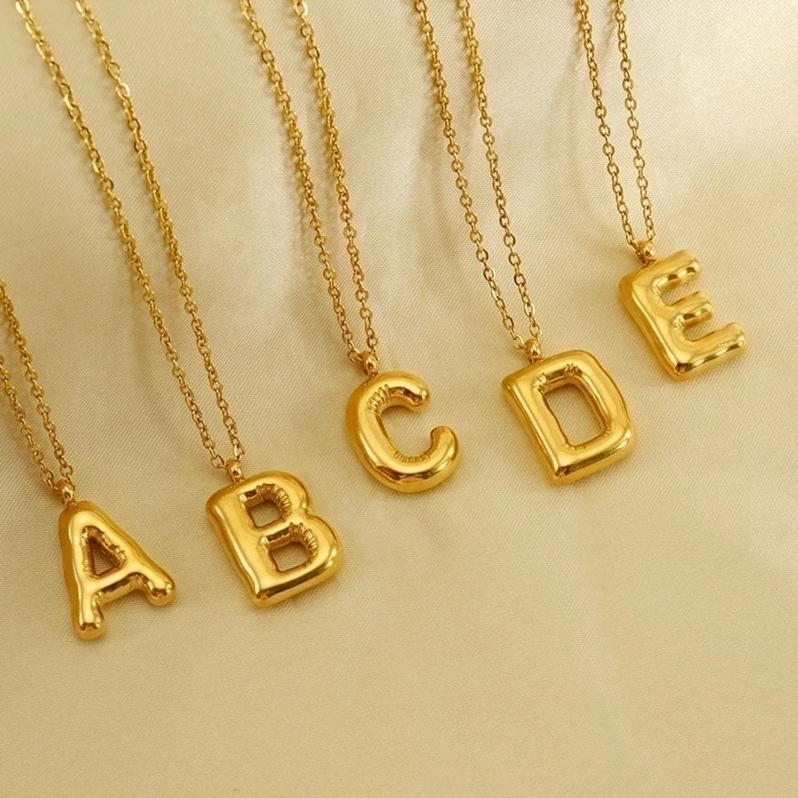 Puffed Letter Gold Plated Necklace