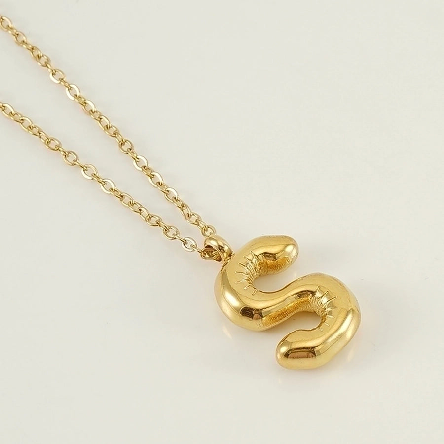 Puffed Letter Gold Plated Necklace