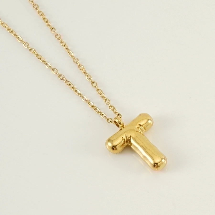Puffed Letter Gold Plated Necklace