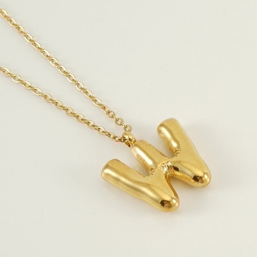Puffed Letter Gold Plated Necklace
