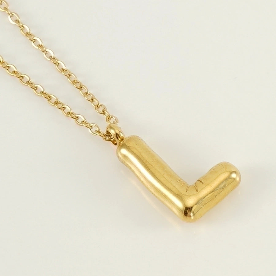 Puffed Letter Gold Plated Necklace