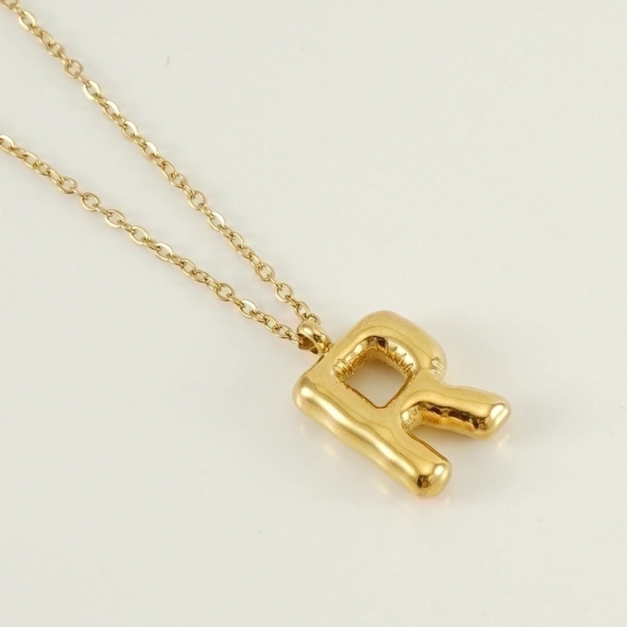 Puffed Letter Gold Plated Necklace