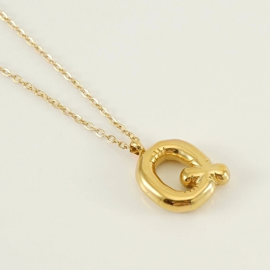 Puffed Letter Gold Plated Necklace