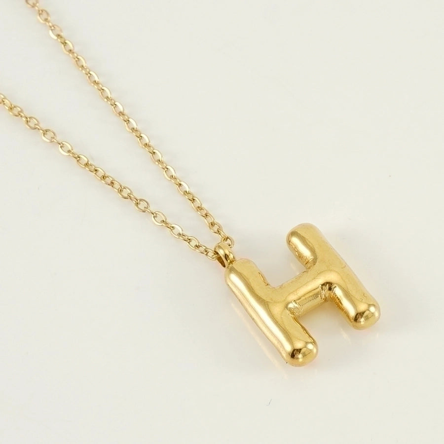 Puffed Letter Gold Plated Necklace