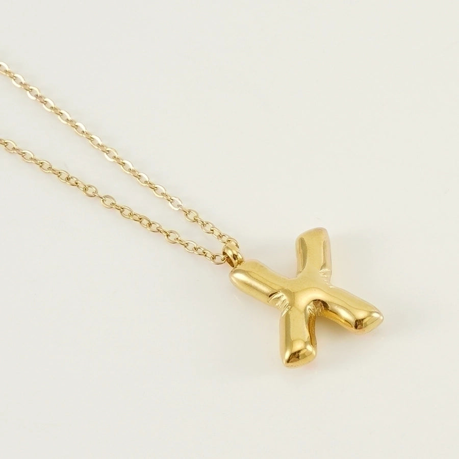 Puffed Letter Gold Plated Necklace