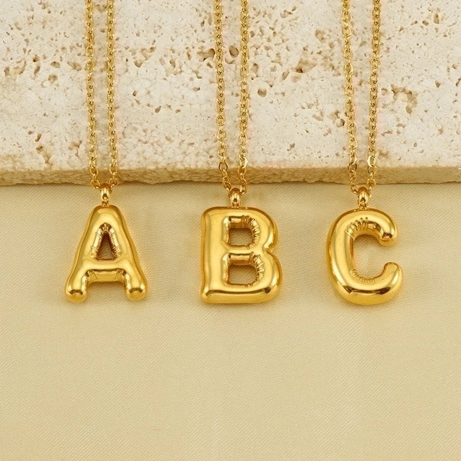 Puffed Letter Gold Plated Necklace