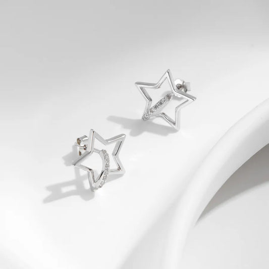 925 silver star stud earrings