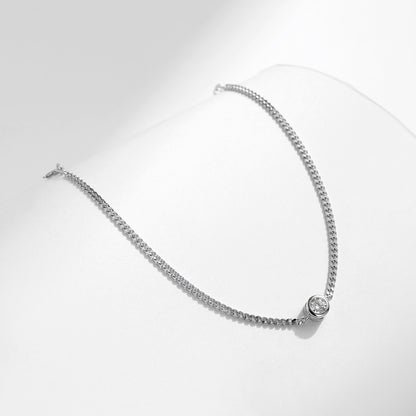 Round IG Style Women’s 925 Sterling Silver Bracelet With Rhodium Plating 0.03µm And Moissanite Inlay On Cable Chain