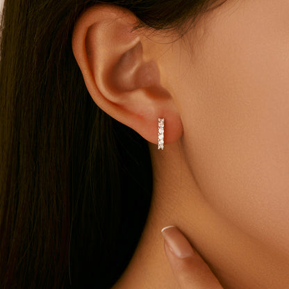 Glam Round Silver Plated Moissanite Stud Earrings For Women With 0.03µm Thick Silver Plating