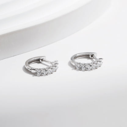 Glam Round Silver Plated Moissanite Stud Earrings For Women With 0.03µm Thick Silver Plating