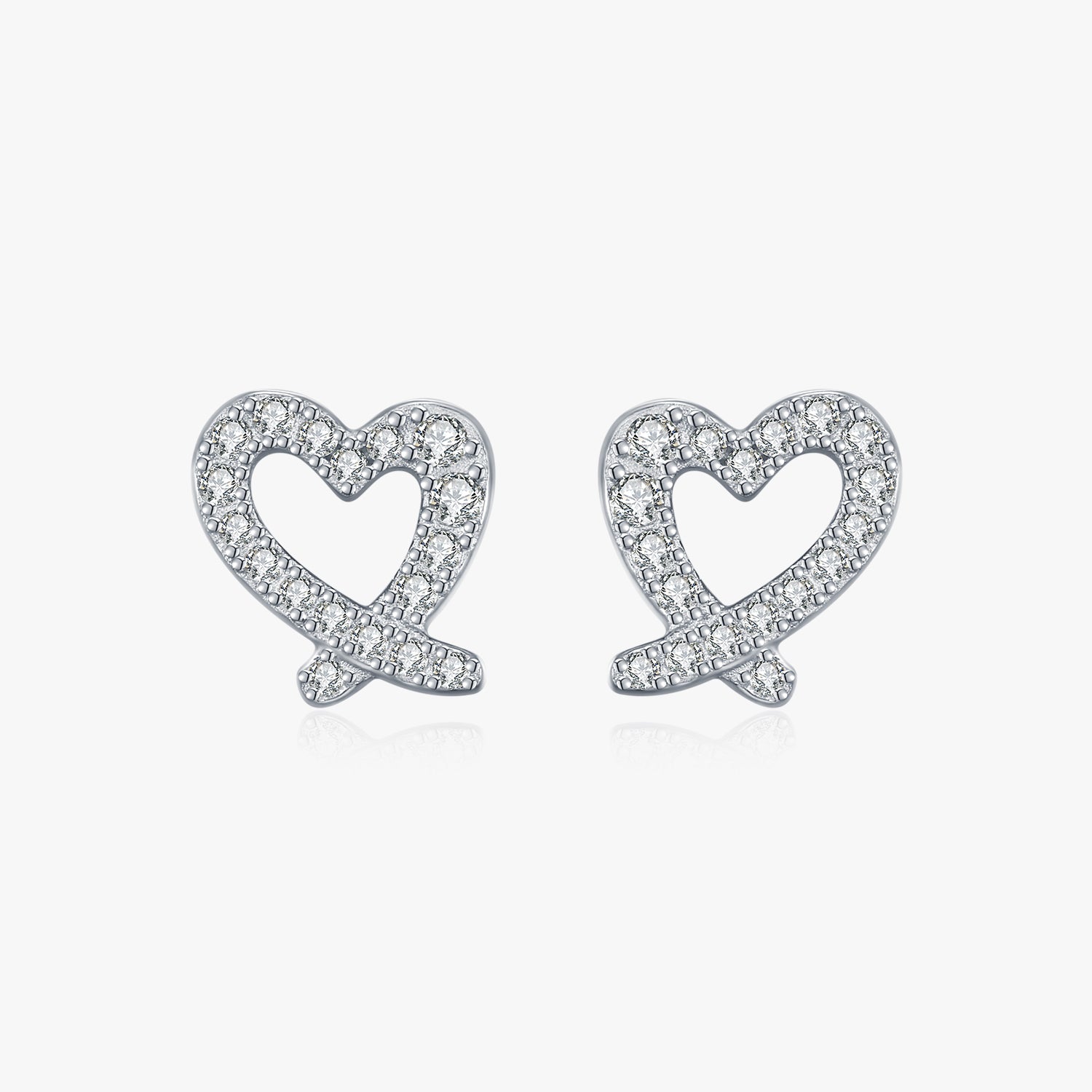 Moissanite S925 Sterling Silver Irregular Heart Rhodium Plated Earrings For Women New Style Ins Style Girly Earrings