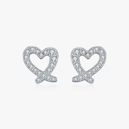Moissanite S925 Sterling Silver Irregular Heart Rhodium Plated Earrings For Women New Style Ins Style Girly Earrings
