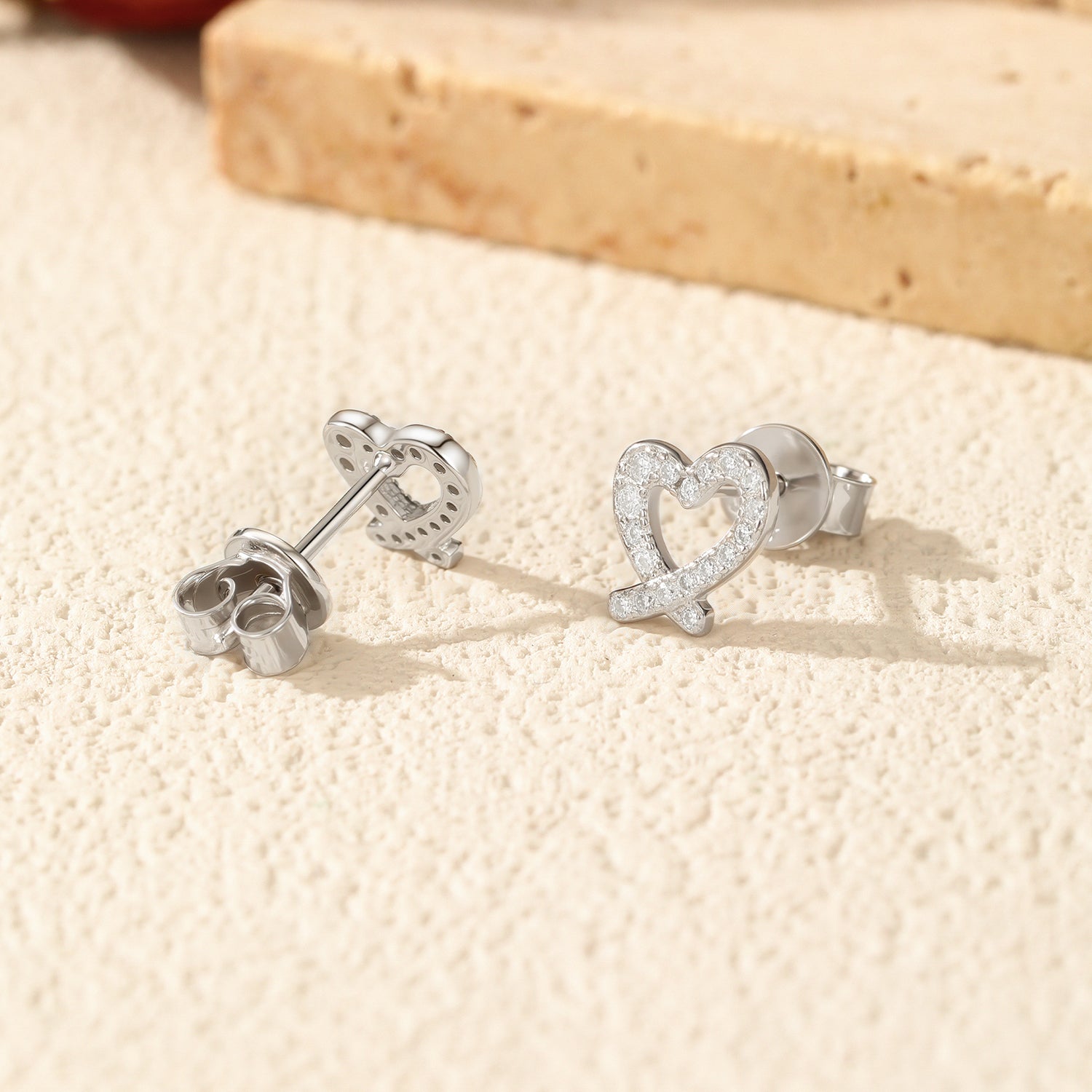 Moissanite S925 Sterling Silver Irregular Heart Rhodium Plated Earrings For Women New Style Ins Style Girly Earrings
