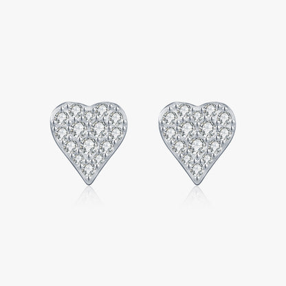Moissanite S925 Sterling Silver Petite Sparkling Heart-shaped Earrings For Women Rhodium-plated Exquisite High-end Elegant Earrings