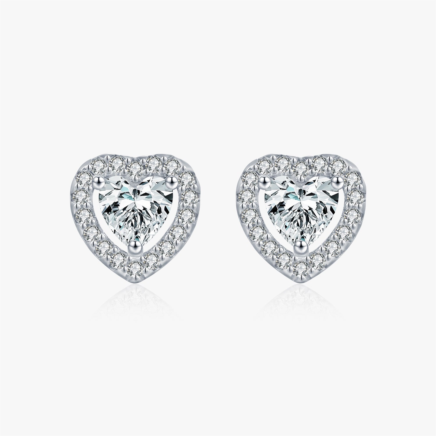 Moissanite S925 Sterling Silver 0.6 Carat Heart Stud Earrings For Women French Style High-end Versatile Rhodium-plated Elegant Heart-shaped Earrings