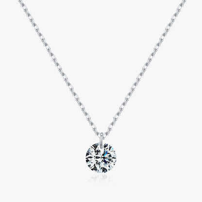 D Color Moissanite Single Diamond Pendant S925 Sterling Silver Simple Daily Necklace For Women Rhodium Plated 0.1 Carat 0.3 Carat 0.5 Carat GRA Certificate
