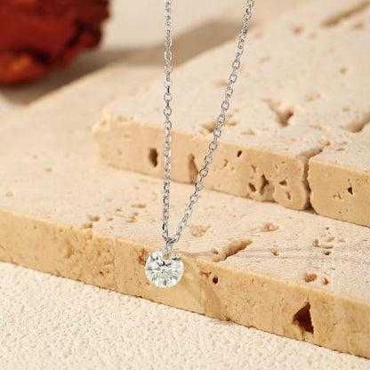 D Color Moissanite Single Diamond Pendant S925 Sterling Silver Simple Daily Necklace For Women Rhodium Plated 0.1 Carat 0.3 Carat 0.5 Carat GRA Certificate
