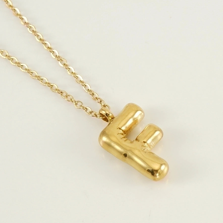 Puffed Letter Gold Plated Necklace