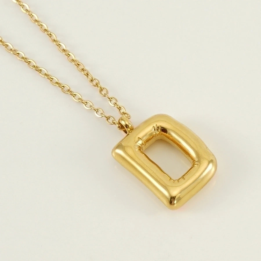 Puffed Letter Gold Plated Necklace