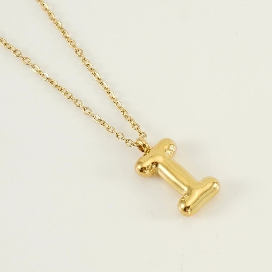 Puffed Letter Gold Plated Necklace