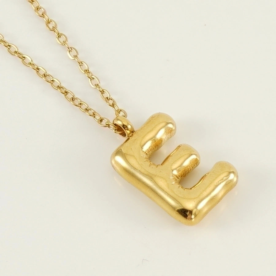 Puffed Letter Gold Plated Necklace