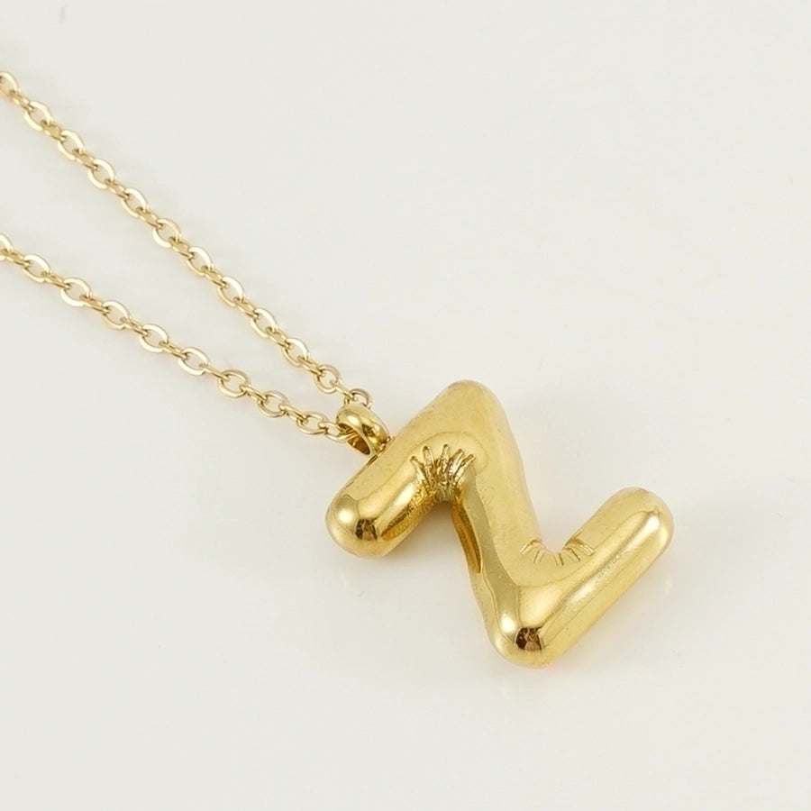 Puffed Letter Gold Plated Necklace