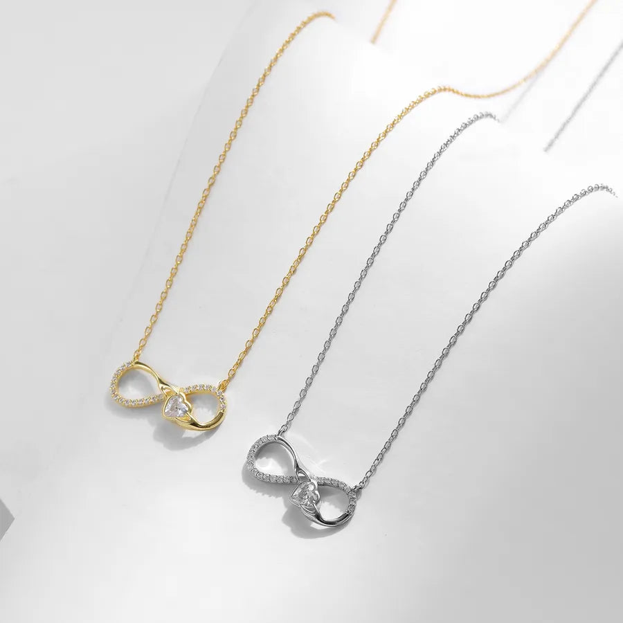 שרשרת Infinity — שרשרת דקה עם תליון אינסוף משובץ זירקון, בגוון כסף ובגוון זהב.
