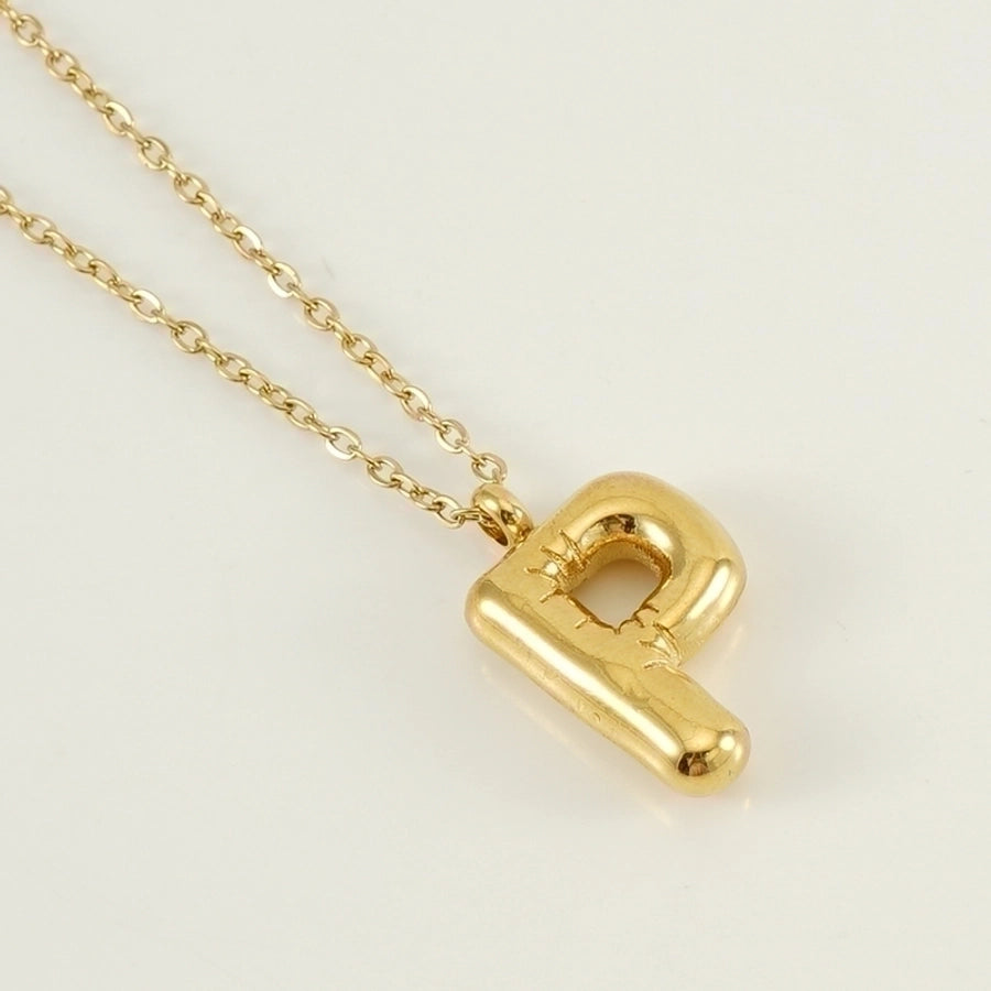 Puffed Letter Gold Plated Necklace