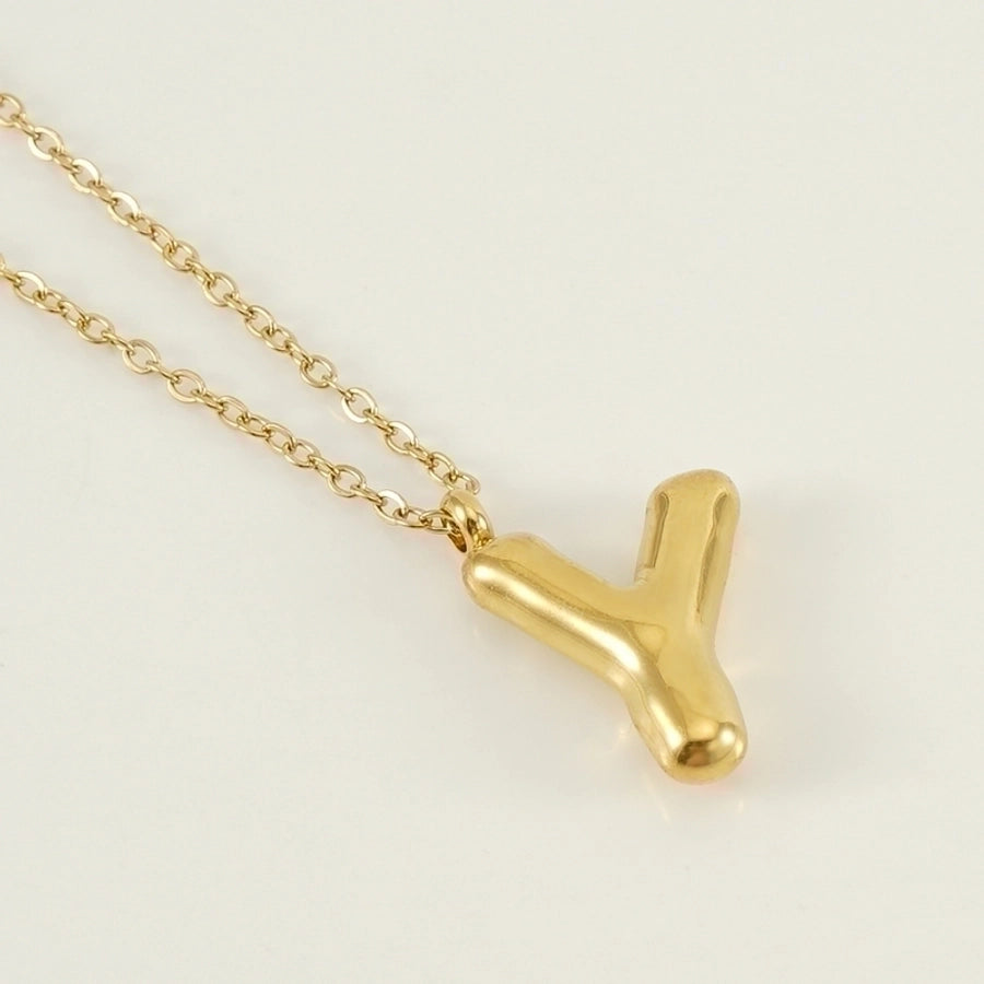 Puffed Letter Gold Plated Necklace