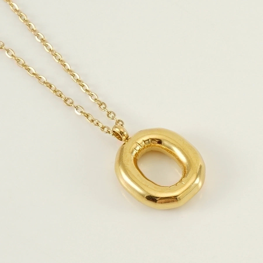 Puffed Letter Gold Plated Necklace