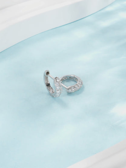 Moissanite S925 Sterling Silver Fragmented Diamond Hoop Earrings For Women, Elegant And Simple Geometric Rhodium Plated Earrings video