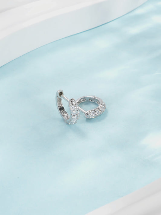 Moissanite S925 Sterling Silver Fragmented Diamond Hoop Earrings For Women, Elegant And Simple Geometric Rhodium Plated Earrings video