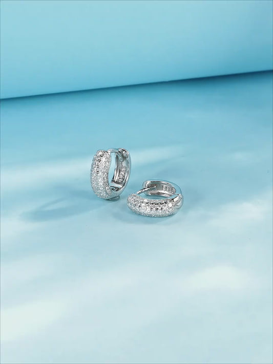 Moissanite S925 Silver Light Luxury Fragmented Diamond Hoop Earrings For Women  Ins Style High-end Sense Row Diamond Ear Clips Geometric Pattern Rhodium Plated video