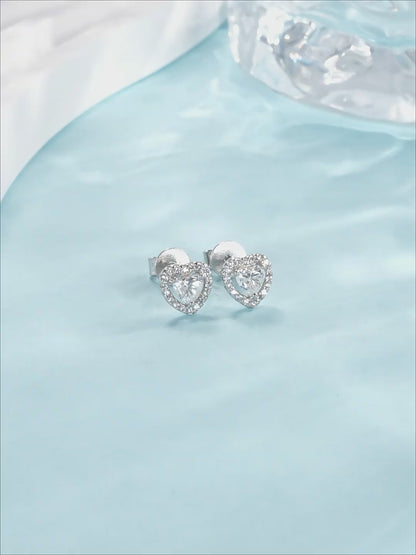 Moissanite S925 Sterling Silver 0.6 Carat Heart Stud Earrings For Women French Style High-end Versatile Rhodium-plated Elegant Heart-shaped Earrings video