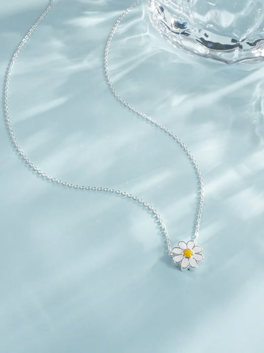 925-sterling-silver-cable-chain-epoxy-plating-daisy-pendant-necklace