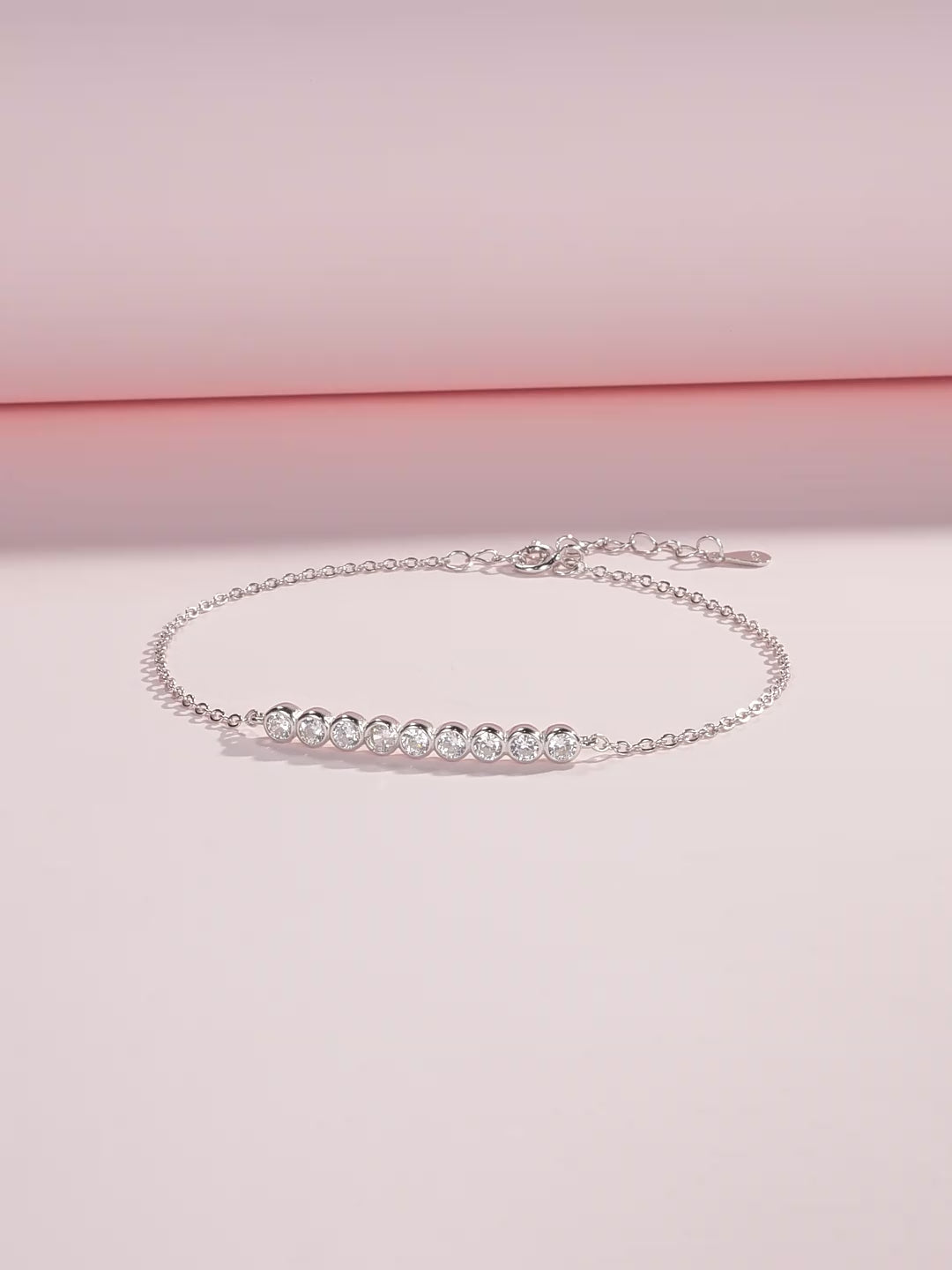 IG Style Women’s 925 Sterling Silver Rhodium Plated Bracelet With Moissanite Inlay And Cable Chain, Featuring 0.03µm Plating Thickness video