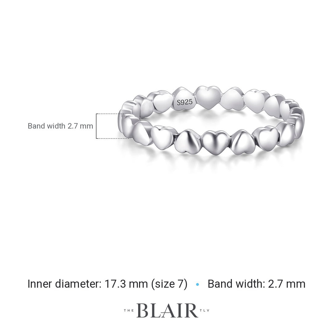 Tzipora Hearts Ring measurements